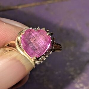 Heart-Shaped Pink Gemstone Ring